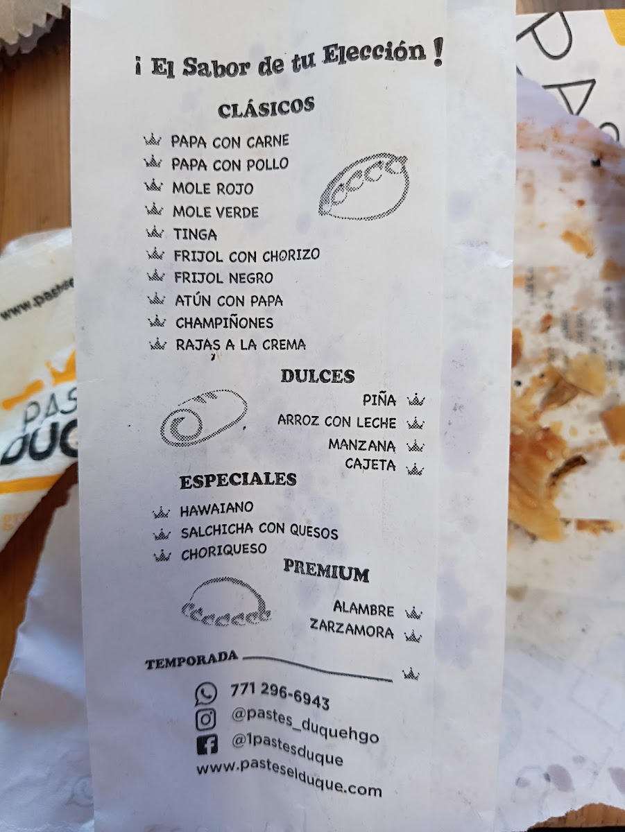 PASTES DUQUE Menu - Image 1